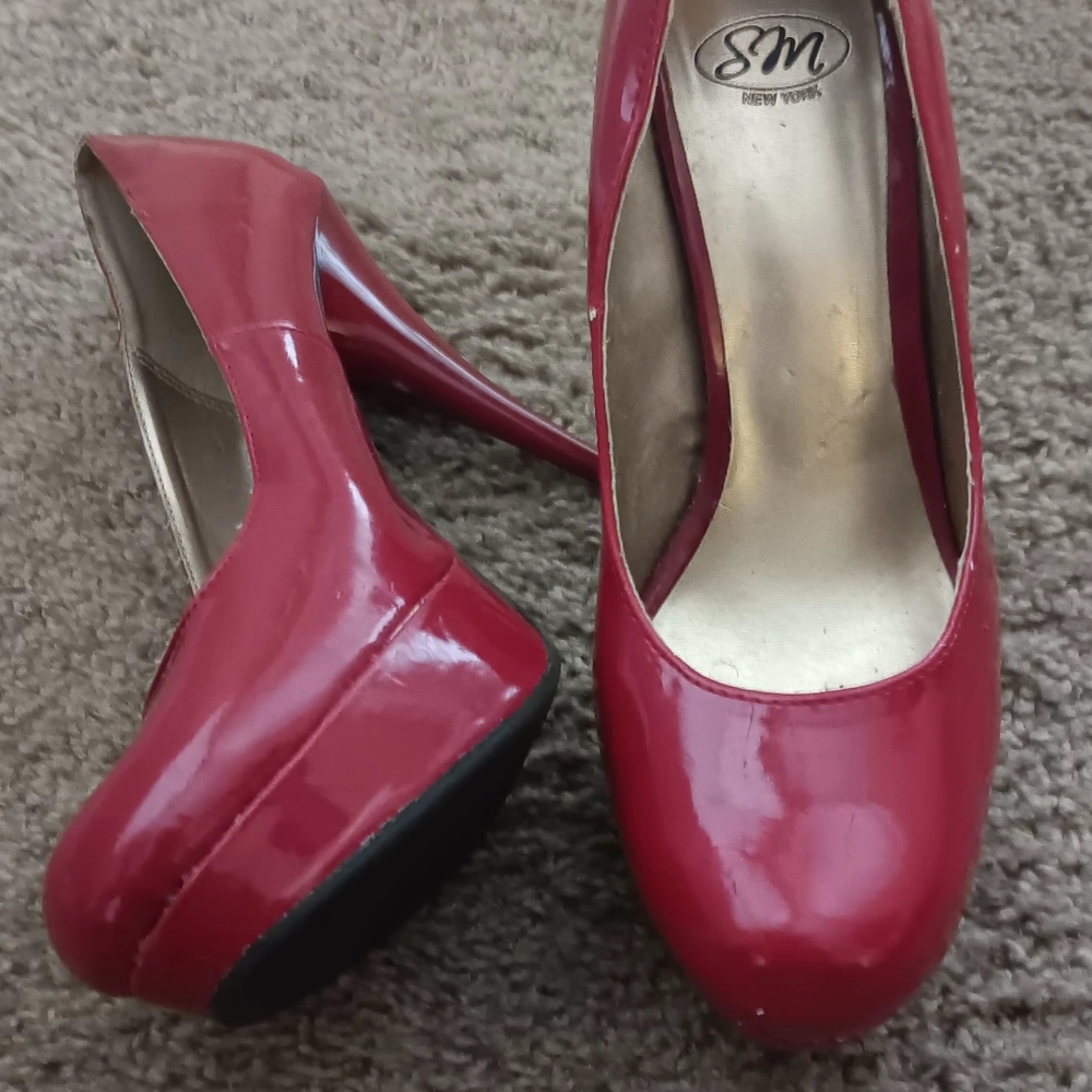 Red Platform Patent Heels